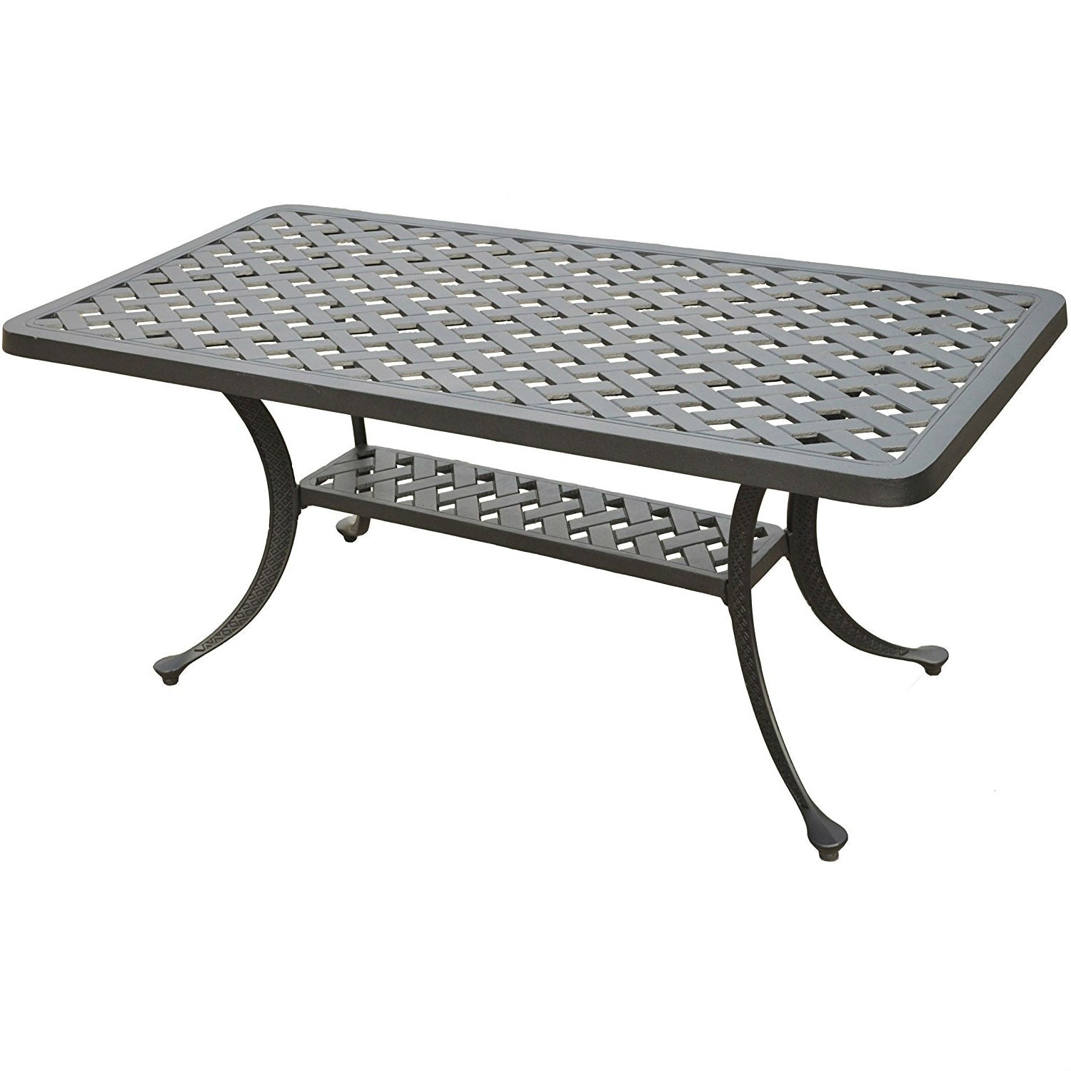 Fast Furnishings Solid Cast Aluminum 21 x 42 inch Outdoor Patio Dining Cocktail Table - Charcoal