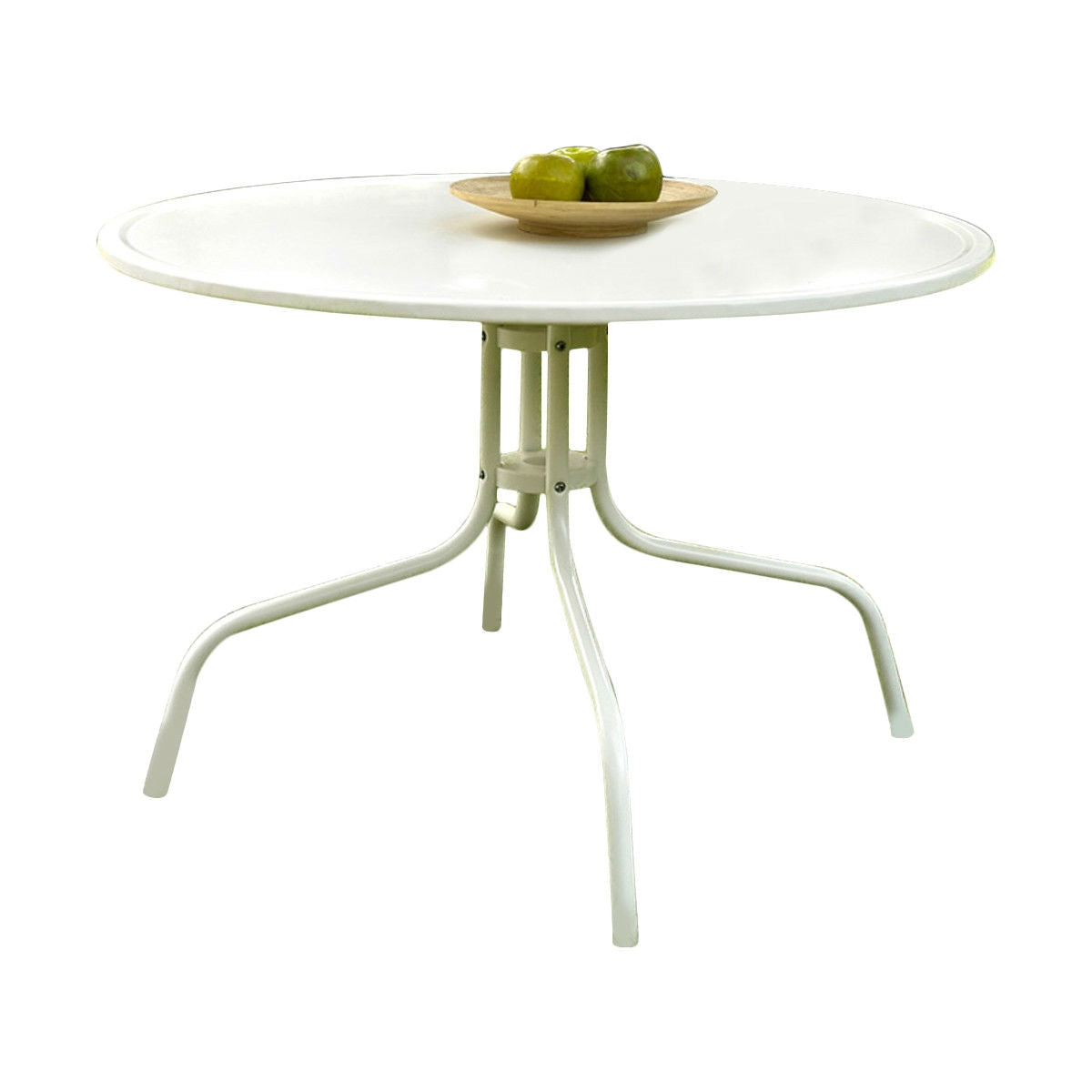 Fast Furnishings Round Patio Dining Table in White Outdoor UV Resistant Metal