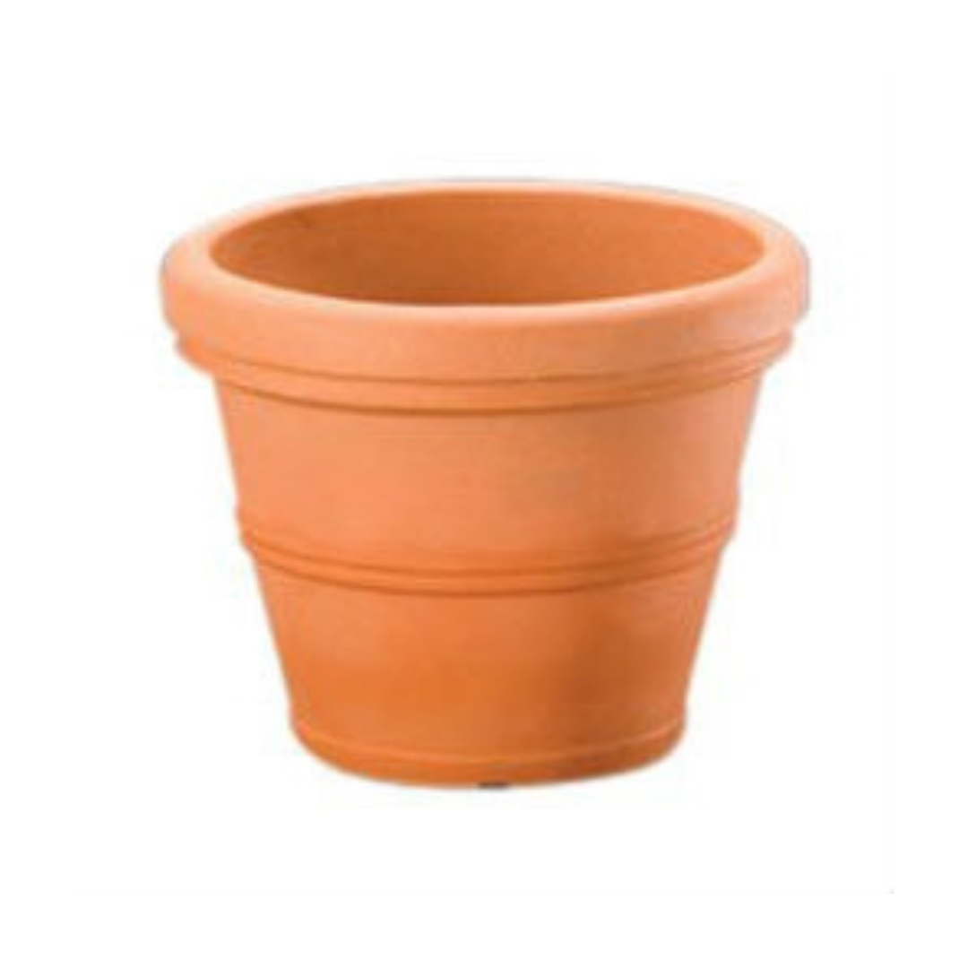 Fast Furnishings Weathered Terracotta 12-inch Diameter Round Planter in Poly Resin