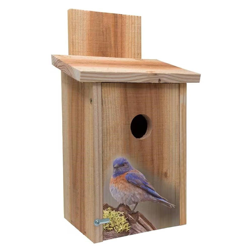 Fast Furnishings Cedar Birdhouse for Blue Birds with Easy Open Front Panel