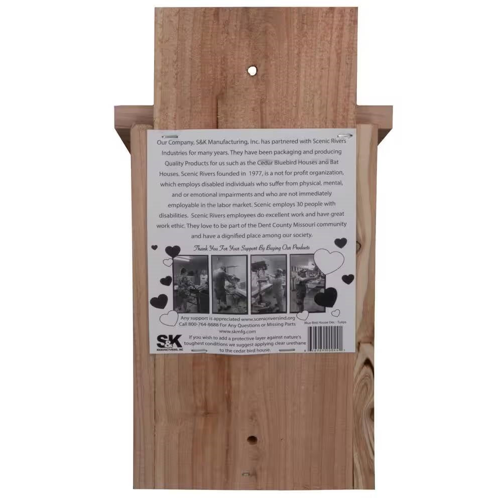 Fast Furnishings Cedar Birdhouse for Blue Birds with Easy Open Front Panel