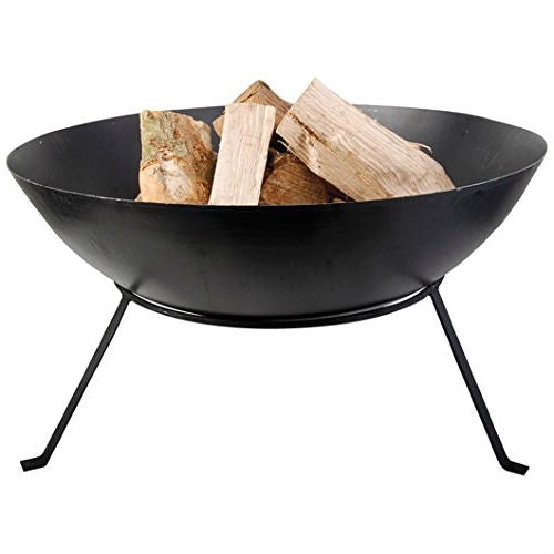 Fast Furnishings Black Cast Iron 23-inch Outdoor Fire Pit Bowl with Stand