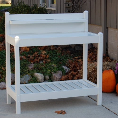 Fast Furnishings White PVC Vinyl Potting Bench Outdoor Garden Bakers Rack