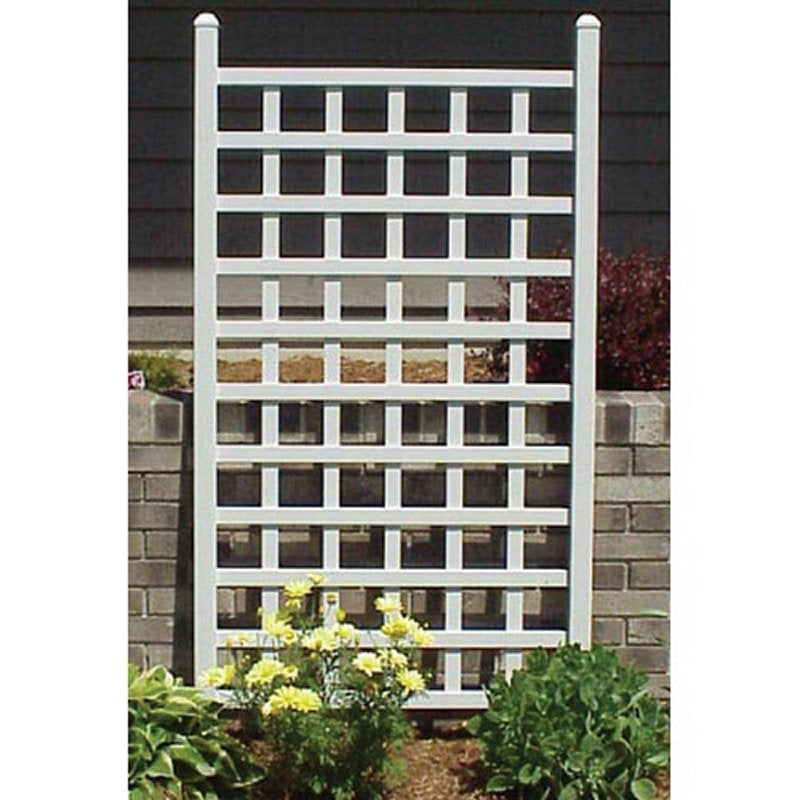 Fast Furnishings 5 Ft White Vinyl Garden Trellis with Classic Lattice Design