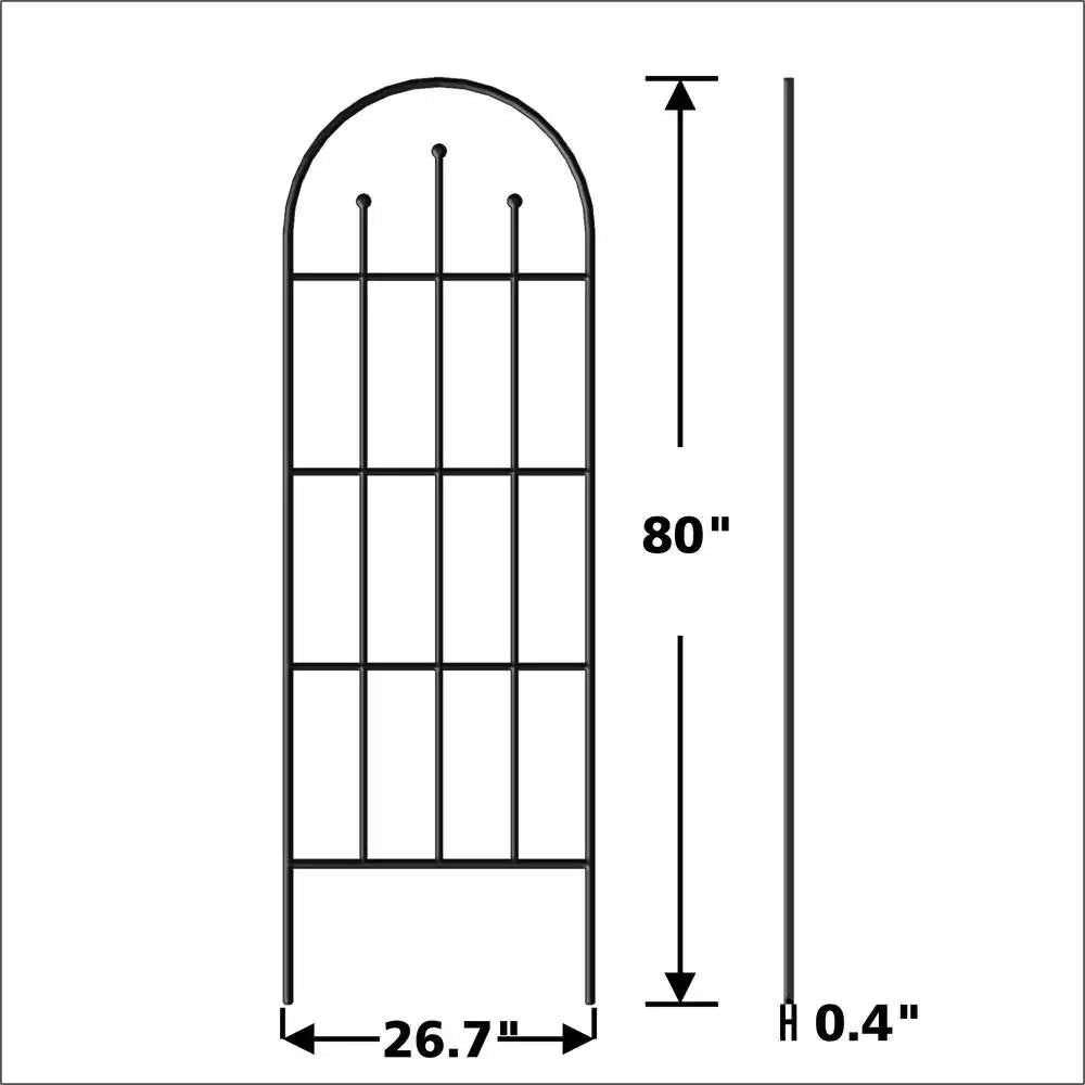 Fast Furnishings Outdoor 80-inch Tall Garden Trellis in Black Powder Coated Steel Finish