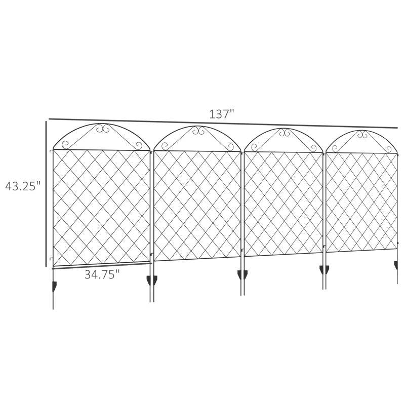 Fast Furnishings 4 Pack Steel Foldable Fence Arch Trellis Panel Animal Barrier