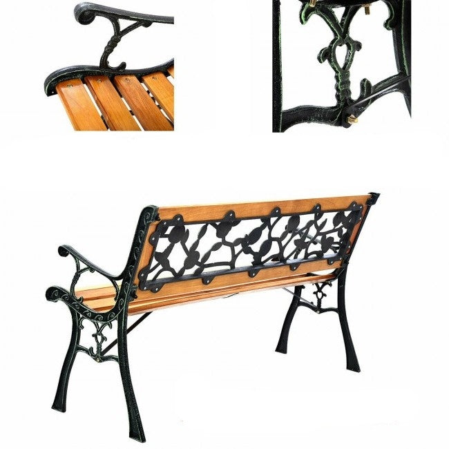 Fast Furnishings Flowers Outdoor Patio Park Cast Iron Garden Porch Chair Bench