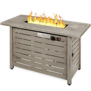 Fast Furnishings Outdoor Heating Grey Steel LP Gas Propane Fire Pit w/ Auto Ignition