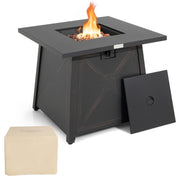 Fast Furnishings 50,000 BTU Black Steel Square Portable LP Gas Propane Fire Pit Table