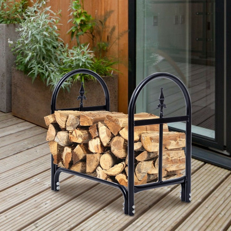 Fast Furnishings 2 Ft. Small Indoor/Outdoor Heavy Duty Steel Firewood Storage Holder