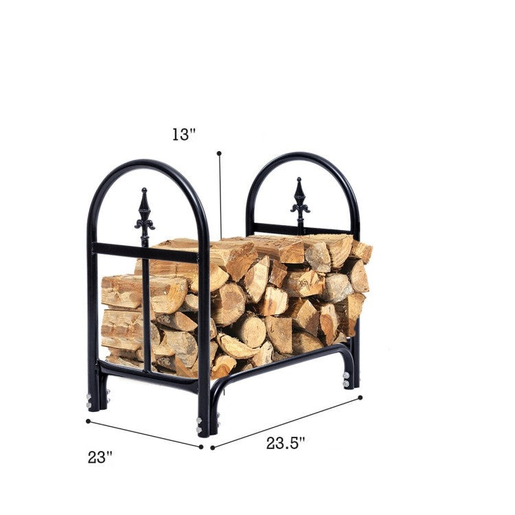 Fast Furnishings 2 Ft. Small Indoor/Outdoor Heavy Duty Steel Firewood Storage Holder