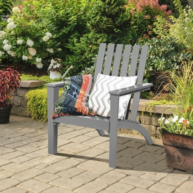 Fast Furnishings Indoor/Outdoor Acacia Wood Adirondack Lounge Armchair - Grey