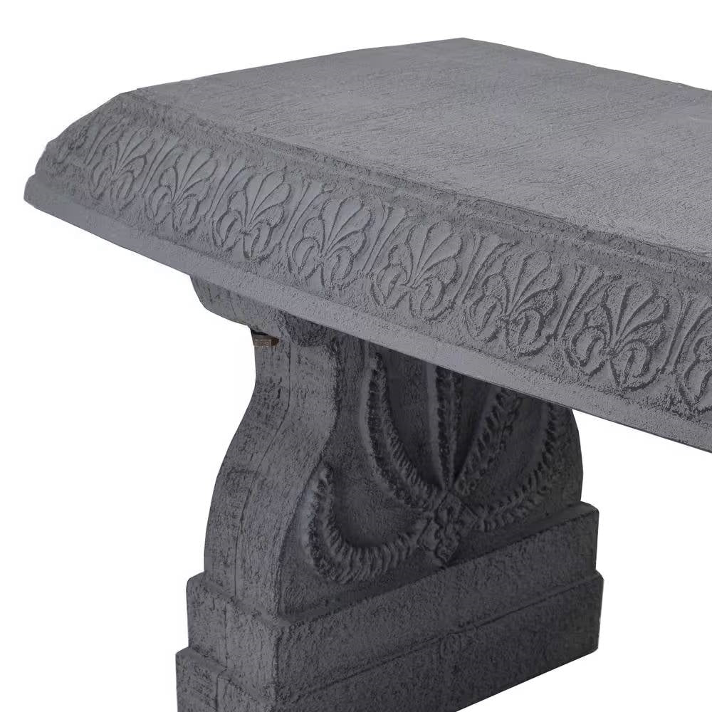 Fast Furnishings Outdoor Fiber-Clay Garden Bench in Grey Stone Finish