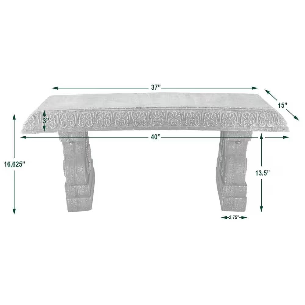 Fast Furnishings Outdoor Fiber-Clay Garden Bench in Grey Stone Finish