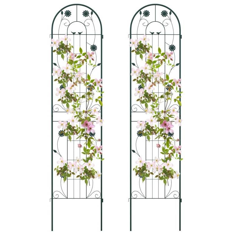 Fast Furnishings 2 Pack - 7-ft Galvanized Steel Outdoor Garden Trellis in Green Metal Finish