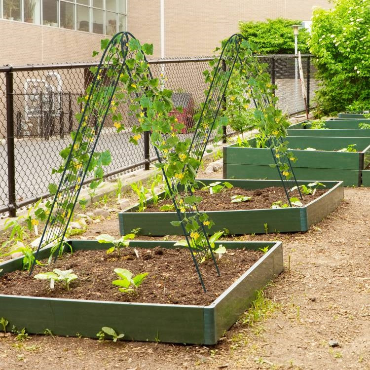 Fast Furnishings 2 Pack - 7-ft Galvanized Steel Outdoor Garden Trellis in Green Metal Finish