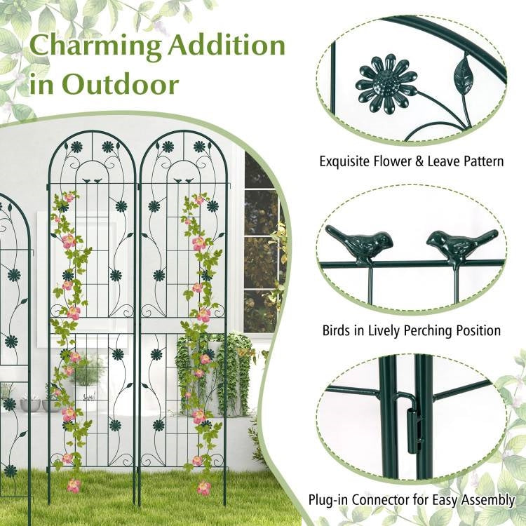 Fast Furnishings 2 Pack - 7-ft Galvanized Steel Outdoor Garden Trellis in Green Metal Finish