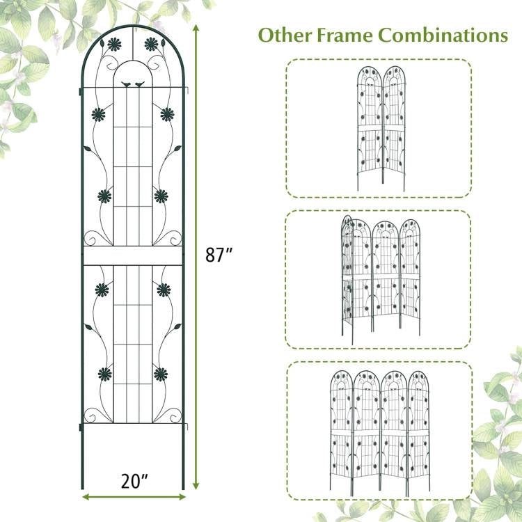 Fast Furnishings 2 Pack - 7-ft Galvanized Steel Outdoor Garden Trellis in Green Metal Finish