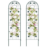Fast Furnishings Set of 2- Outdoor 6-ft Galvanized Steel Garden Trellis in Green Metal Finish