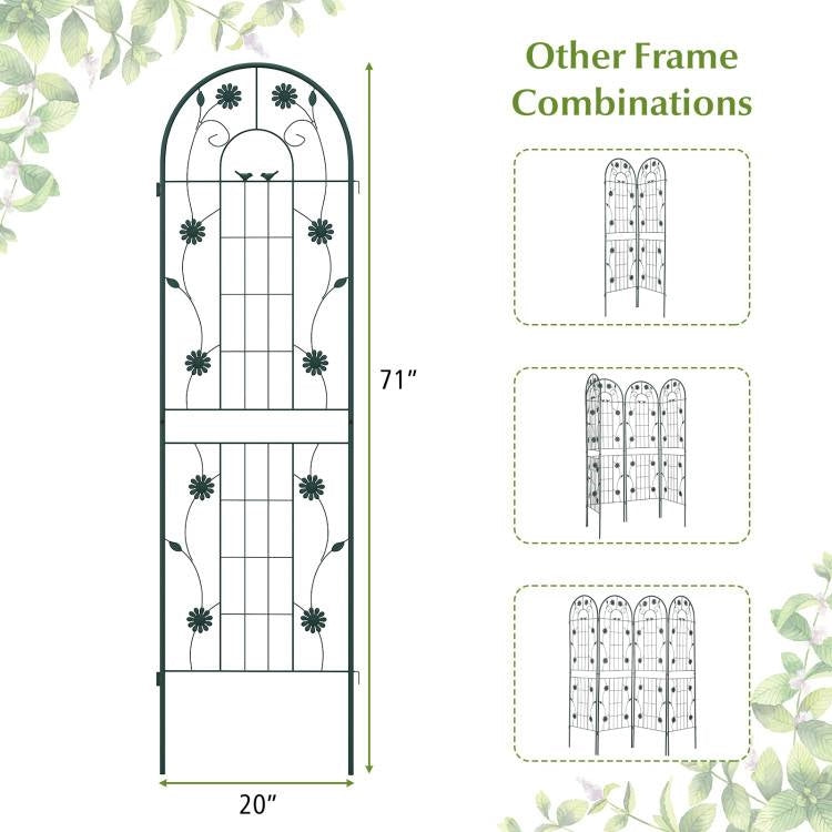 Fast Furnishings Set of 2- Outdoor 6-ft Galvanized Steel Garden Trellis in Green Metal Finish