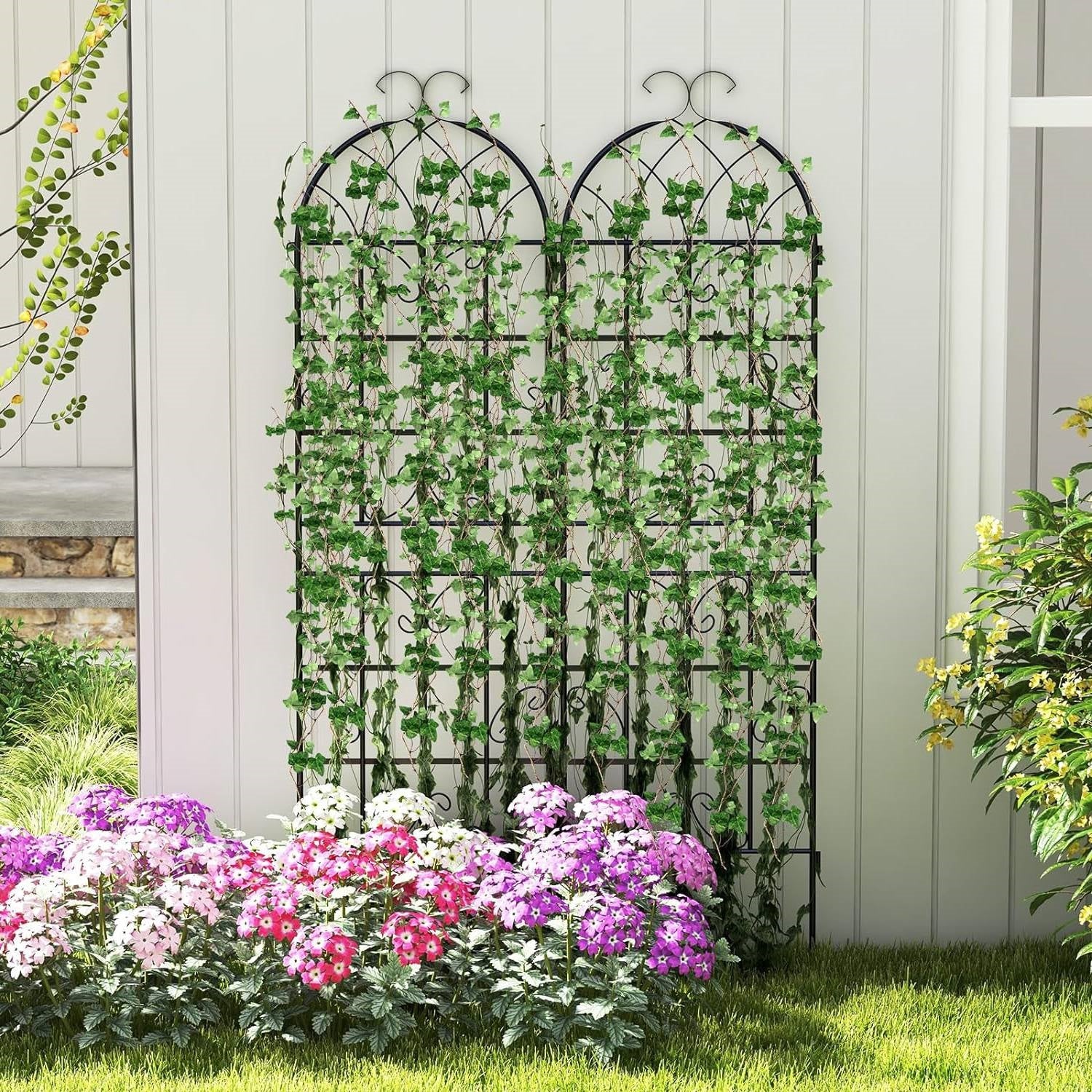 Fast Furnishings Set of 2 - 6-Ft Heavy Duty Outdoor Galvanized Metal Garden Trellis