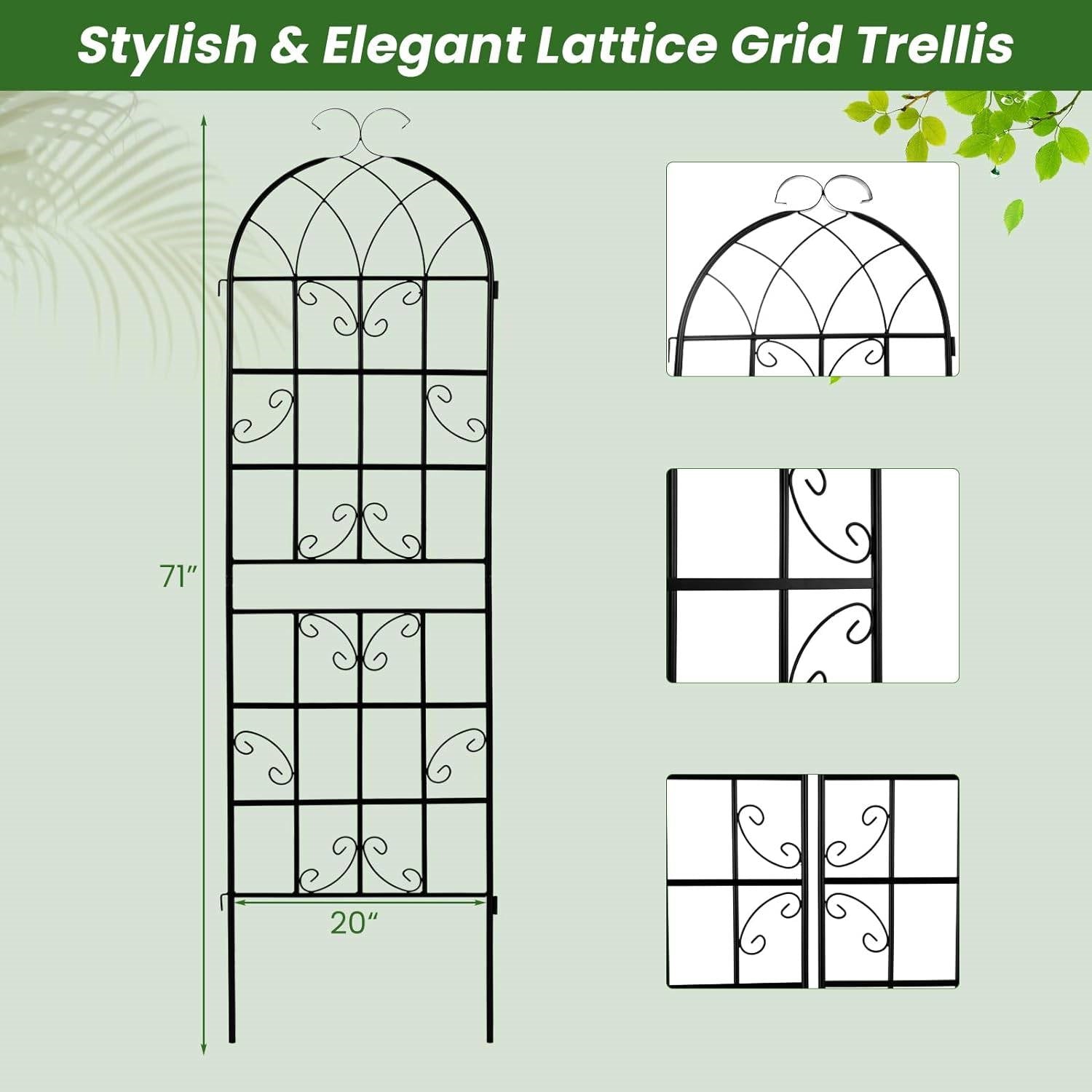 Fast Furnishings Set of 2 - 6-Ft Heavy Duty Outdoor Galvanized Metal Garden Trellis