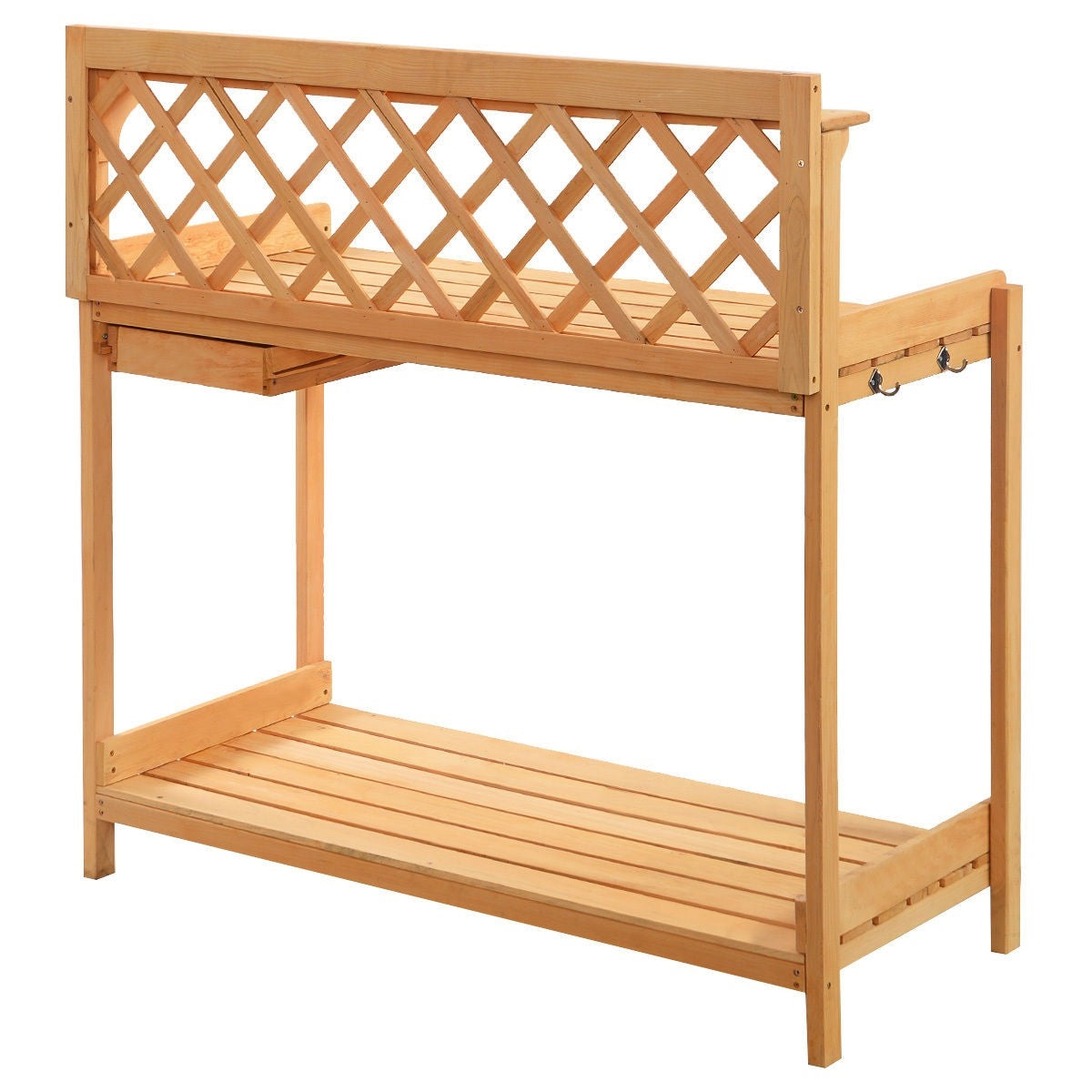 Fast Furnishings Outdoor Home Garden Wooden Potting Bench with Storage Drawer