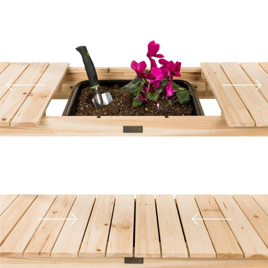 Fast Furnishings Outdoor Garden Wood Potting Bench Expandable Top with Food Grade Plastic Sink