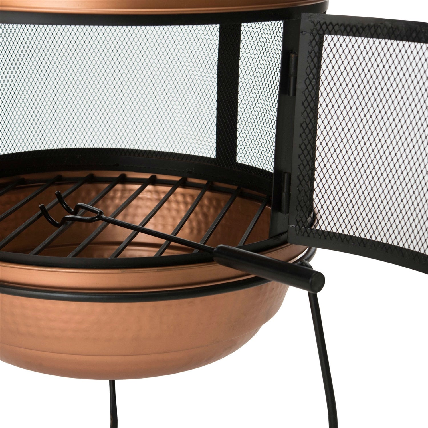 Fast Furnishings Hammered Copper and Iron Chiminea Fire Pit with Stand