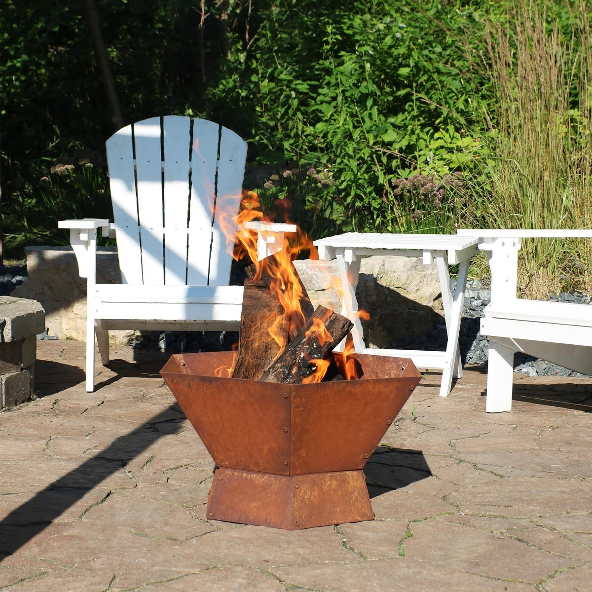 Fast Furnishings 23 Inch Rustic Steel Affinity Fire Pit