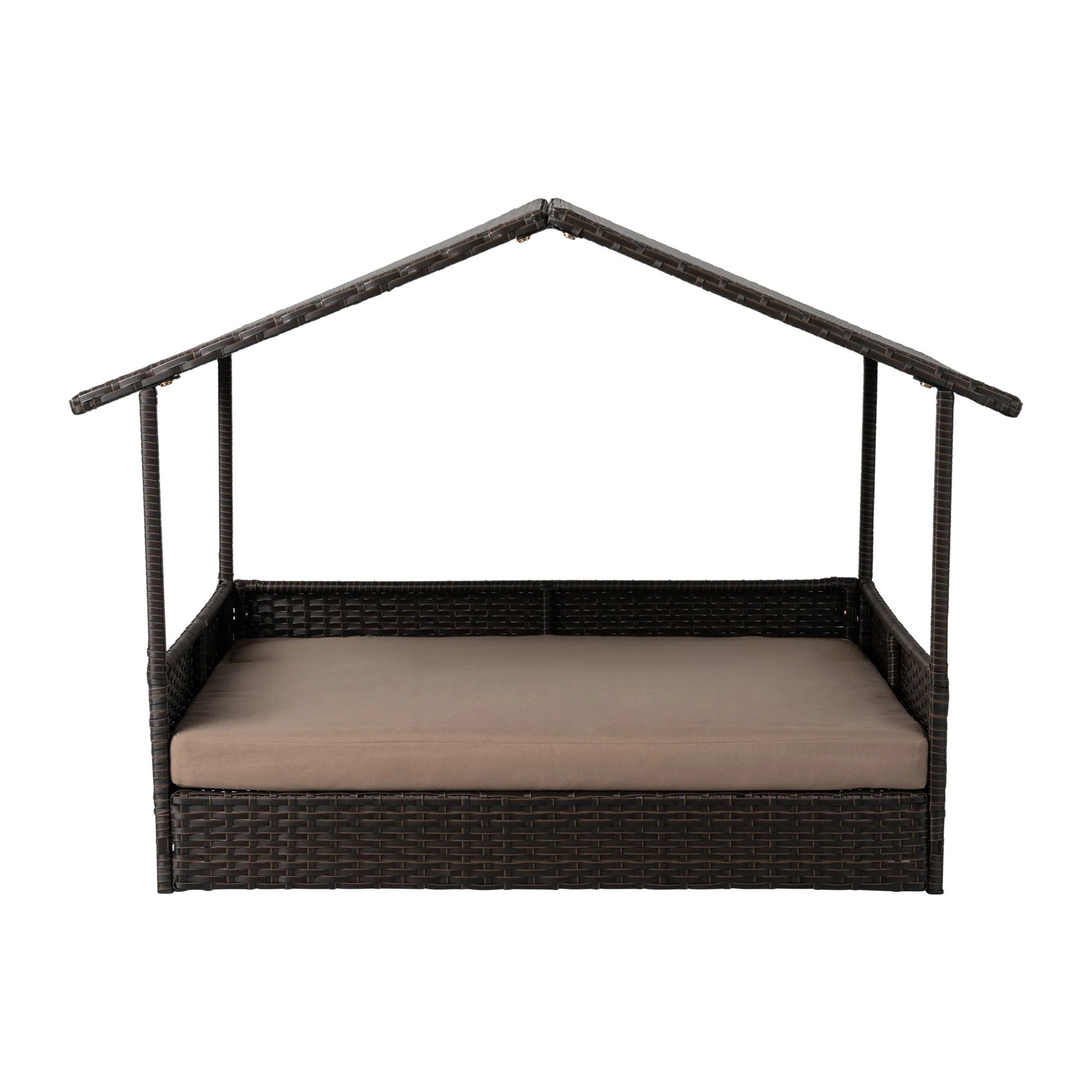 Well Traveled Living Huntley Pet Rattan Wicker Indoor Outdoor Cabana Raised Pet Bed