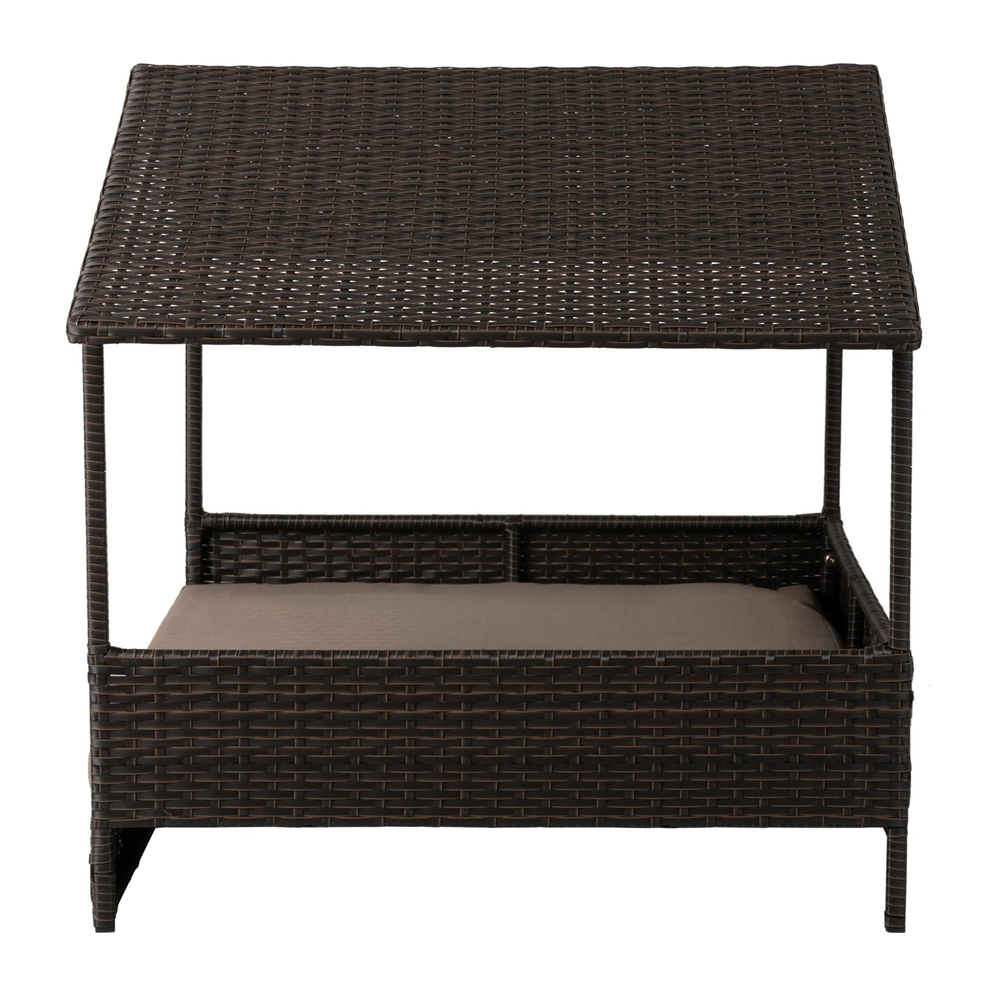 Well Traveled Living Huntley Pet Rattan Wicker Indoor Outdoor Cabana Raised Pet Bed