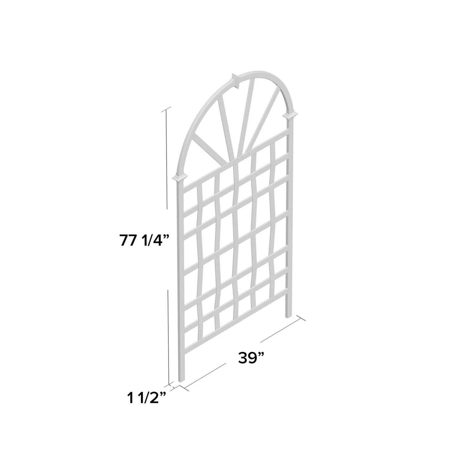 Fast Furnishings 77-inch Outdoor White Vinyl Lattice Garden Trellis with Arched Top