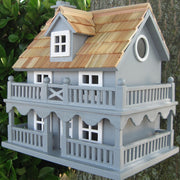 Fast Furnishings Light Blue Wooden Cottage Bird House with Removeable Back
