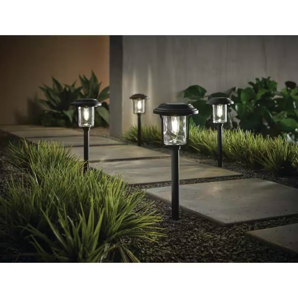 Fast Furnishings 4 Pack - Solar LED Light Set - Outdoor Path Lighting in Black