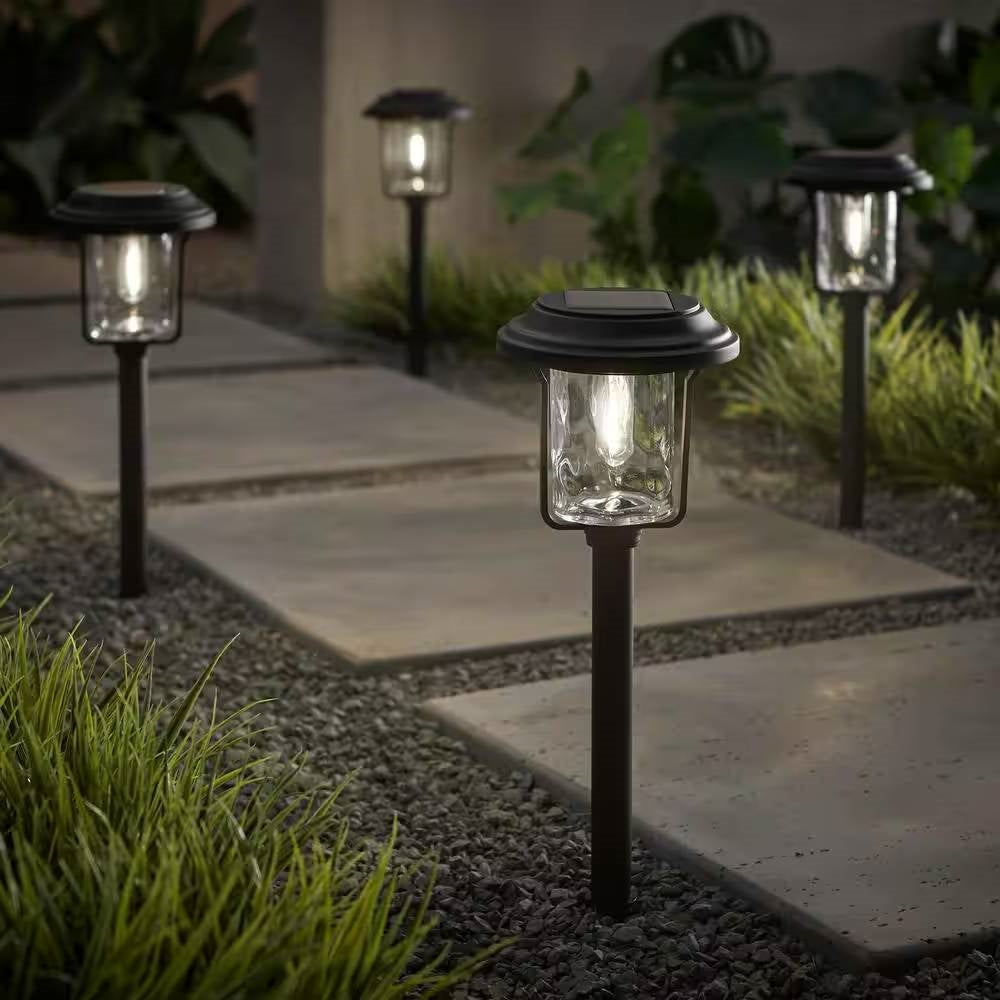 Fast Furnishings 4 Pack - Solar LED Light Set - Outdoor Path Lighting in Black