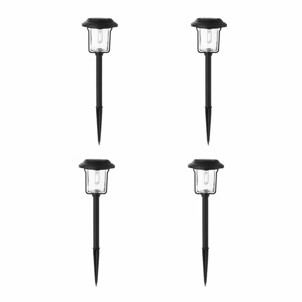 Fast Furnishings 4 Pack - Solar LED Light Set - Outdoor Path Lighting in Black