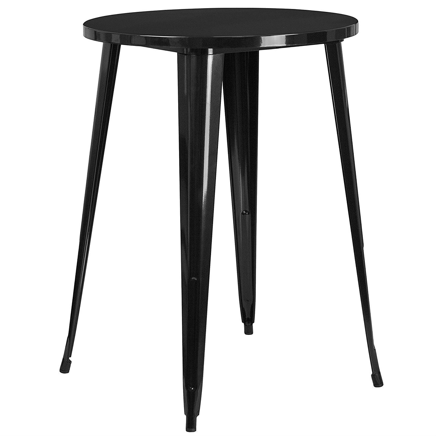 Fast Furnishings Modern 30-inch Outdoor Round Metal Cafe Bar Patio Table in Black