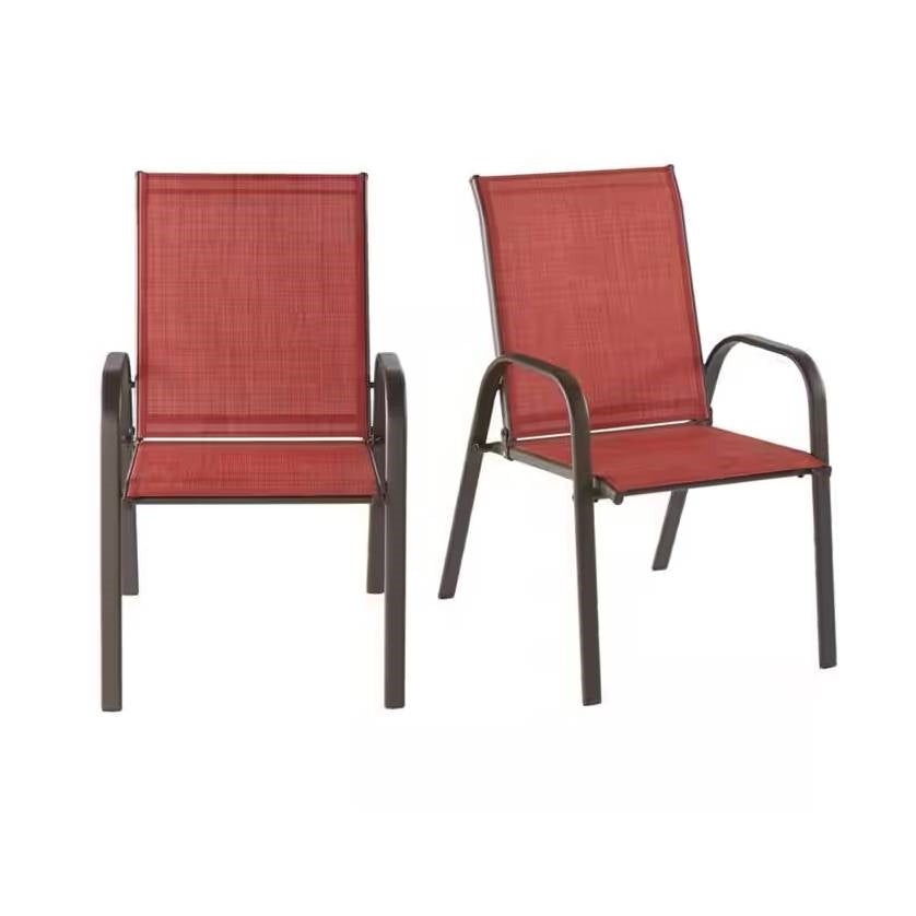 Fast Furnishings Set of 2 - Outdoor Dining Patio Chairs in Pepper Red