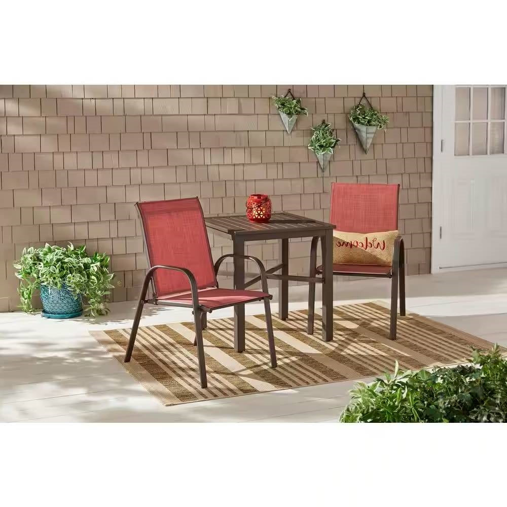 Fast Furnishings Set of 2 - Outdoor Dining Patio Chairs in Pepper Red