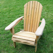 Fast Furnishings Folding Adirondack Chair for Patio Garden in Natural Wood Finish