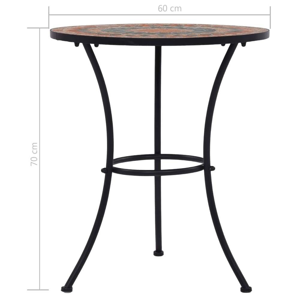 Fast Furnishings Round Outdoor Patio Bistro Table GreyOrange Mosaic Tiles and Metal Frame