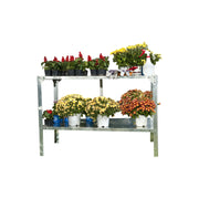 Fast Furnishings Outdoor Metal Shelving Unit Garden Potting Bench in Sturdy Galvanized Steel