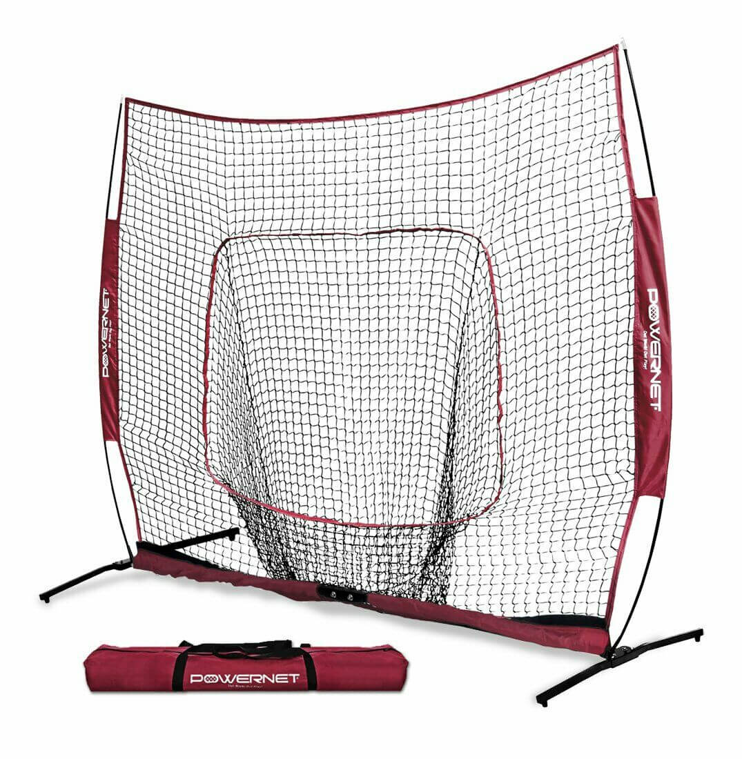 PowerNet 7x7 PRO Portable Pitching Batting Net with One Piece Frame and Carry Bag by Jupiter Gear