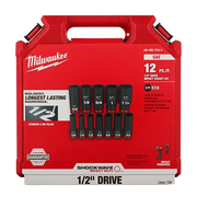 Milwaukee 49-66-7011 12PCSHOCKWAVE Impact Duty™ 1/2" Drive SAE Deep 6 Point Socket Set