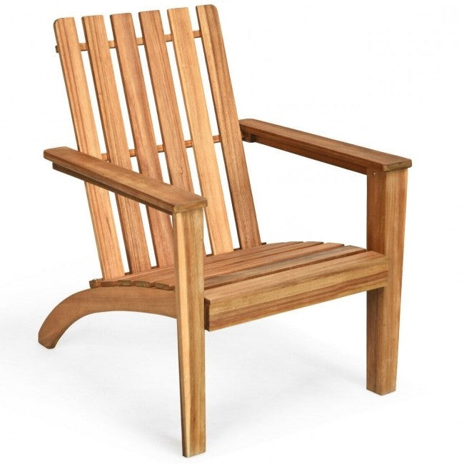 Fast Furnishings Indoor/Outdoor Acacia Wood Adirondack Lounge Armchair - Natural