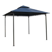 Fast Furnishings 10Ft x 10Ft Outdoor Garden Gazebo with Iron Frame and Navy Blue Canopy