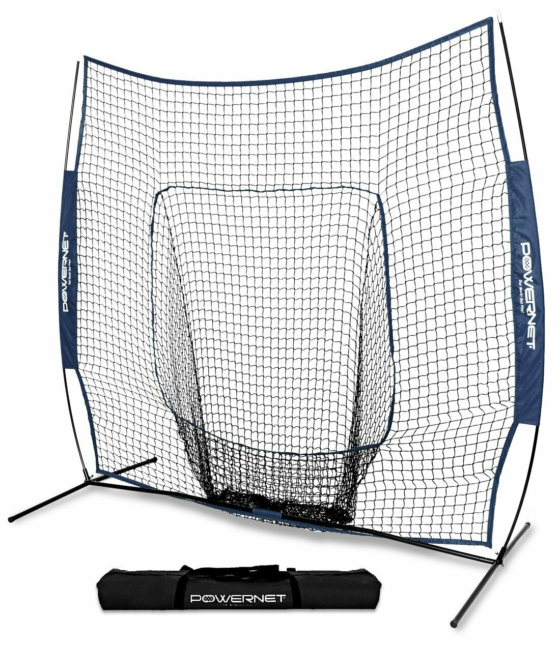 PowerNet Baseball and Softball Practice Net 7 x 7 with Bow Frame & Carry Bag by Jupiter Gear