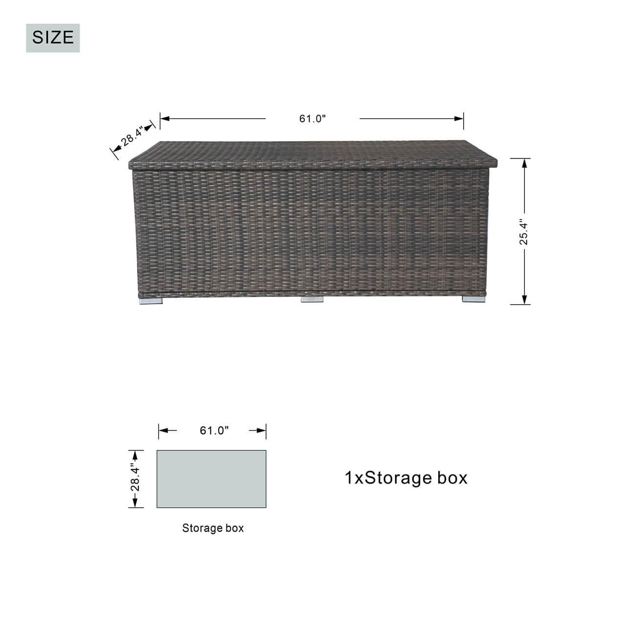 Direct Wicker's Outdoor iron rattan storage box PA-3256-I