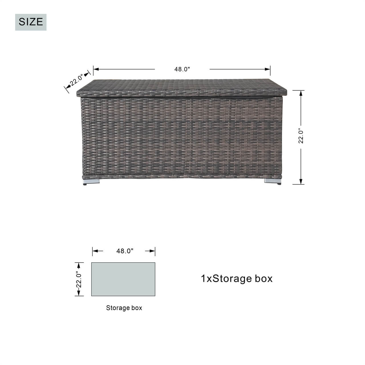 Direct Wicker's Outdoor iron rattan storage box PA-3256-I